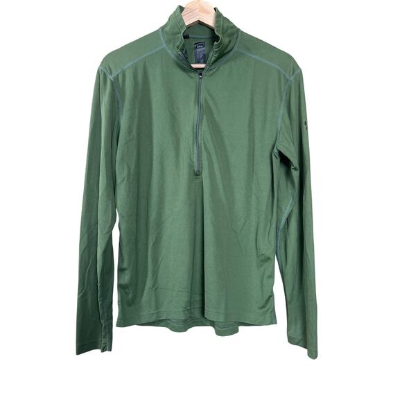REI Co-Op Medium Quarter Zip Green Men's Pullover 100% Polyester - Picture 1 of 6